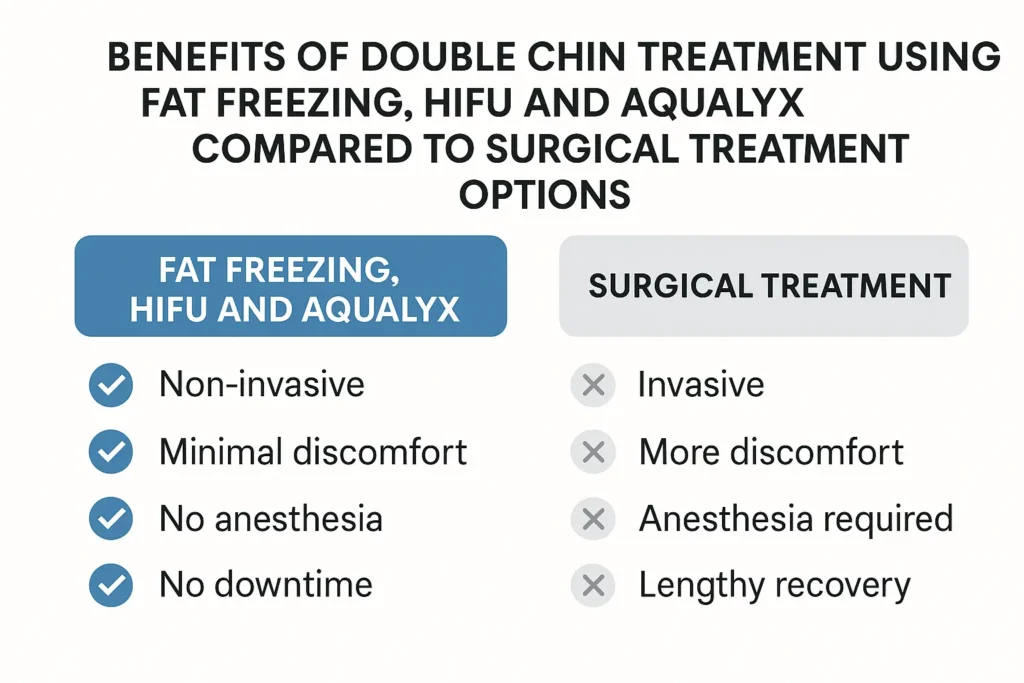 Graphic about the benefits of double chin treatment Northolt - from LA LIPO