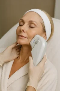 Woman receiving HIFU non surgical facelift treatment Northolt