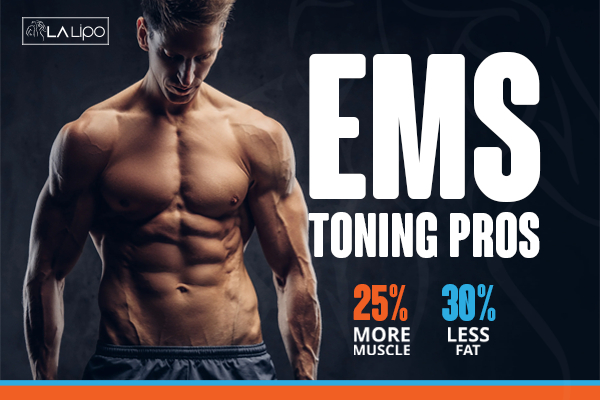 Graphic of man with toned body showing the benefits of LA-EMS Body Sculpting Northolt treatment